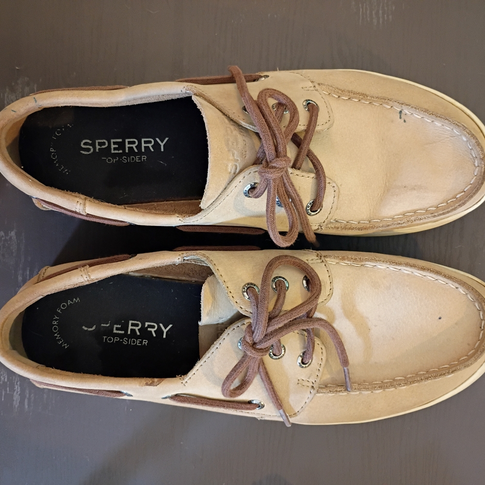 Sperry Men's Beige Suede Boat Shoes 10M Well Broken In. - Picture 3 of 6